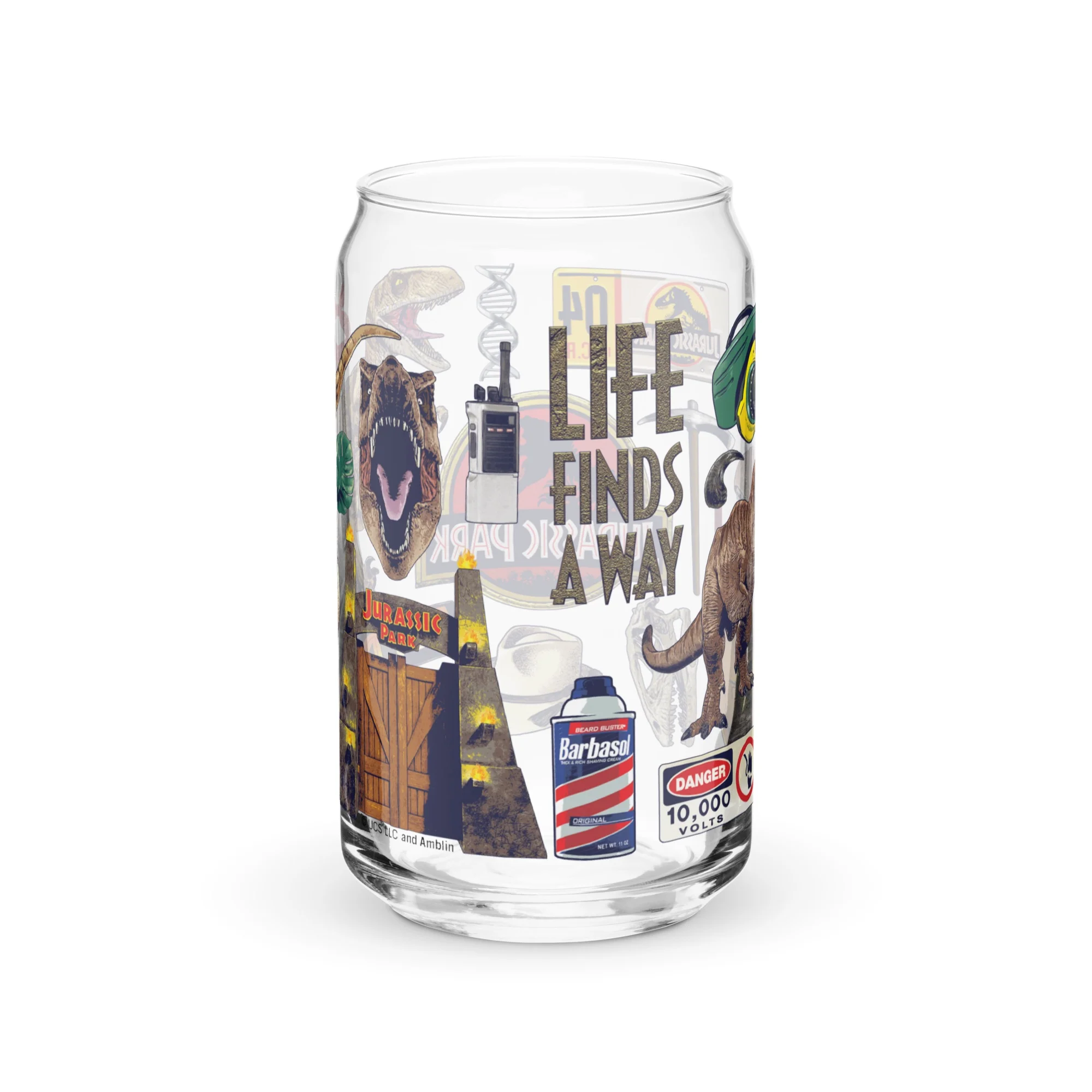 Jurassic Park Icon Collage Can Shaped Glass - Image 3