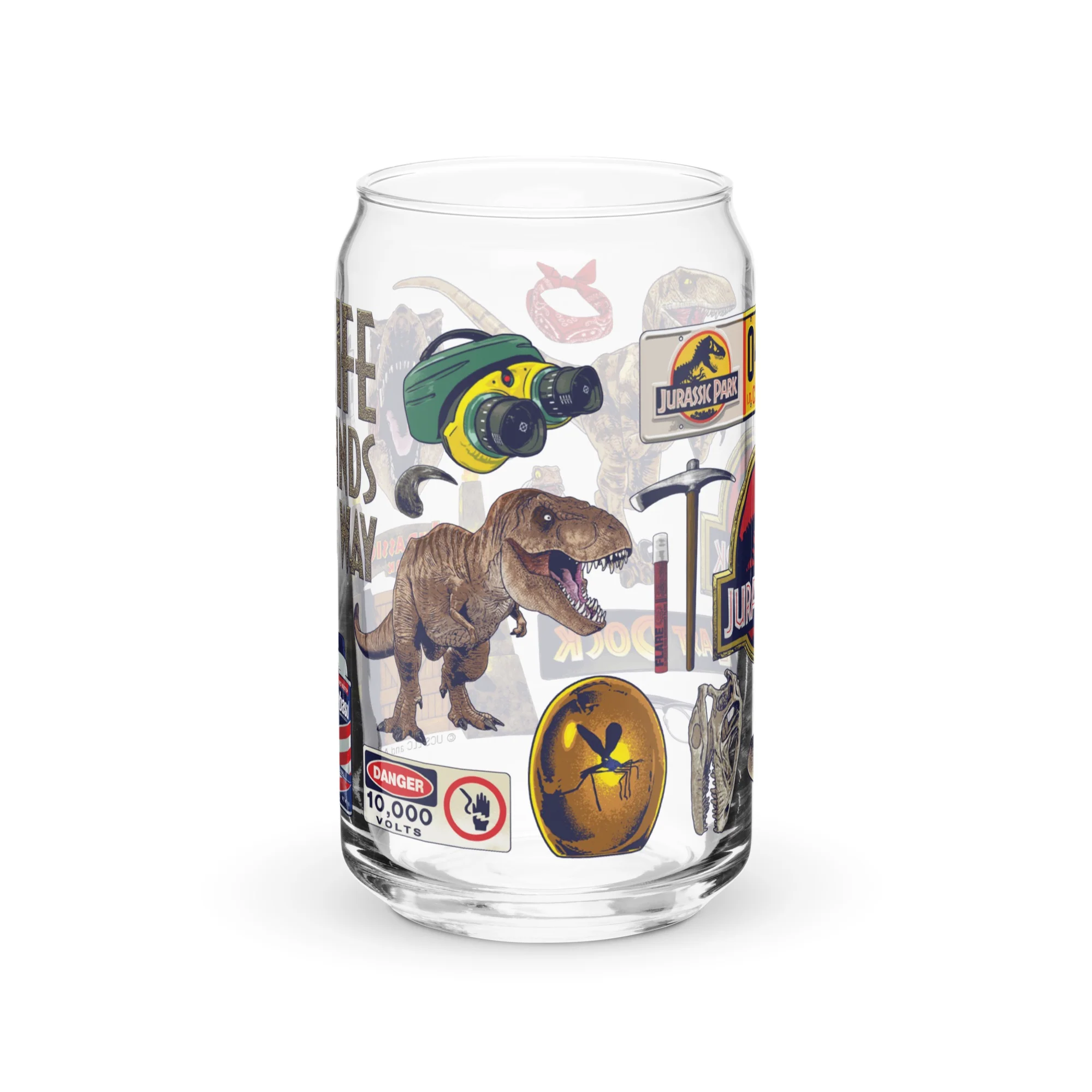 Jurassic Park Icon Collage Can Shaped Glass - Image 4