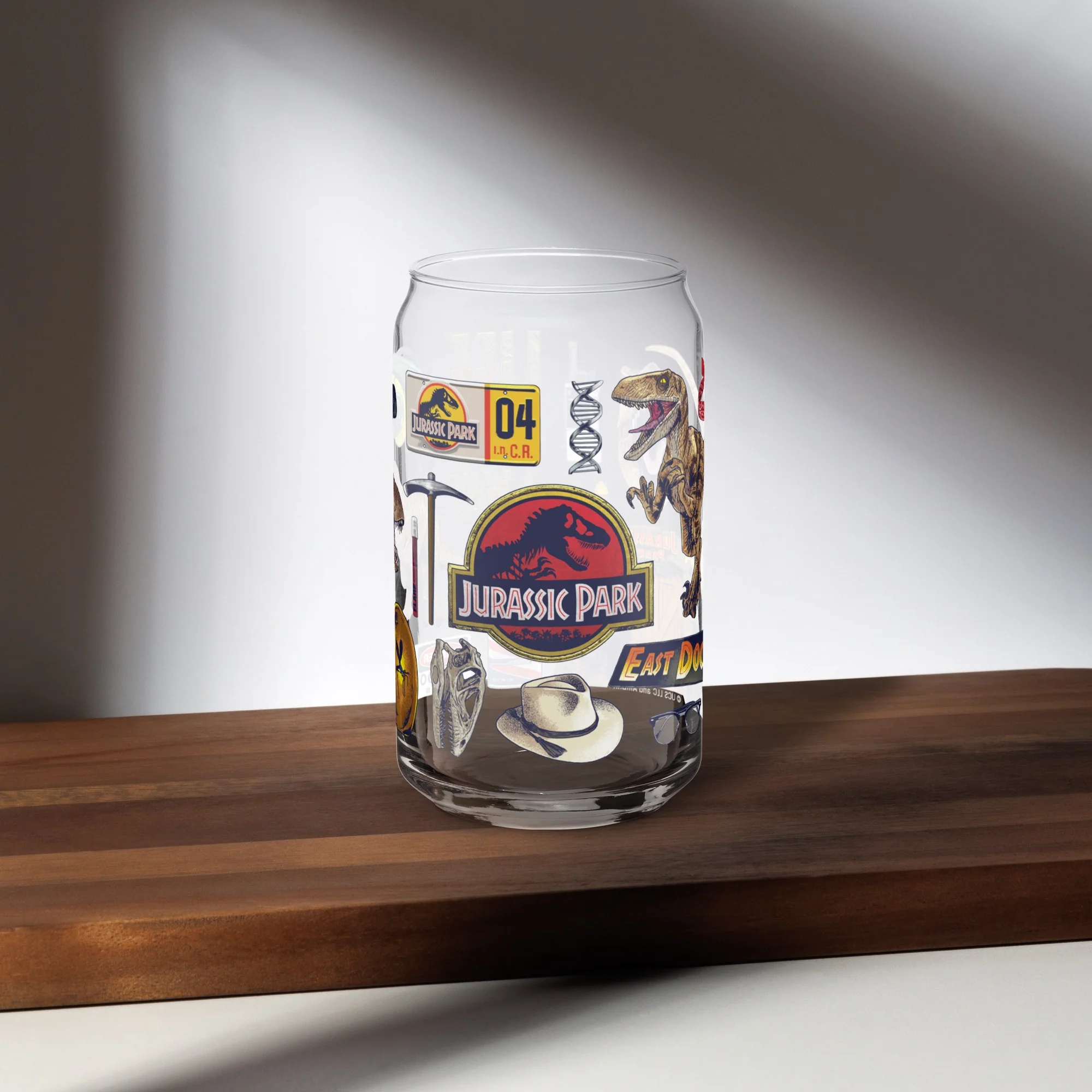 Jurassic Park Icon Collage Can Shaped Glass - Image 5