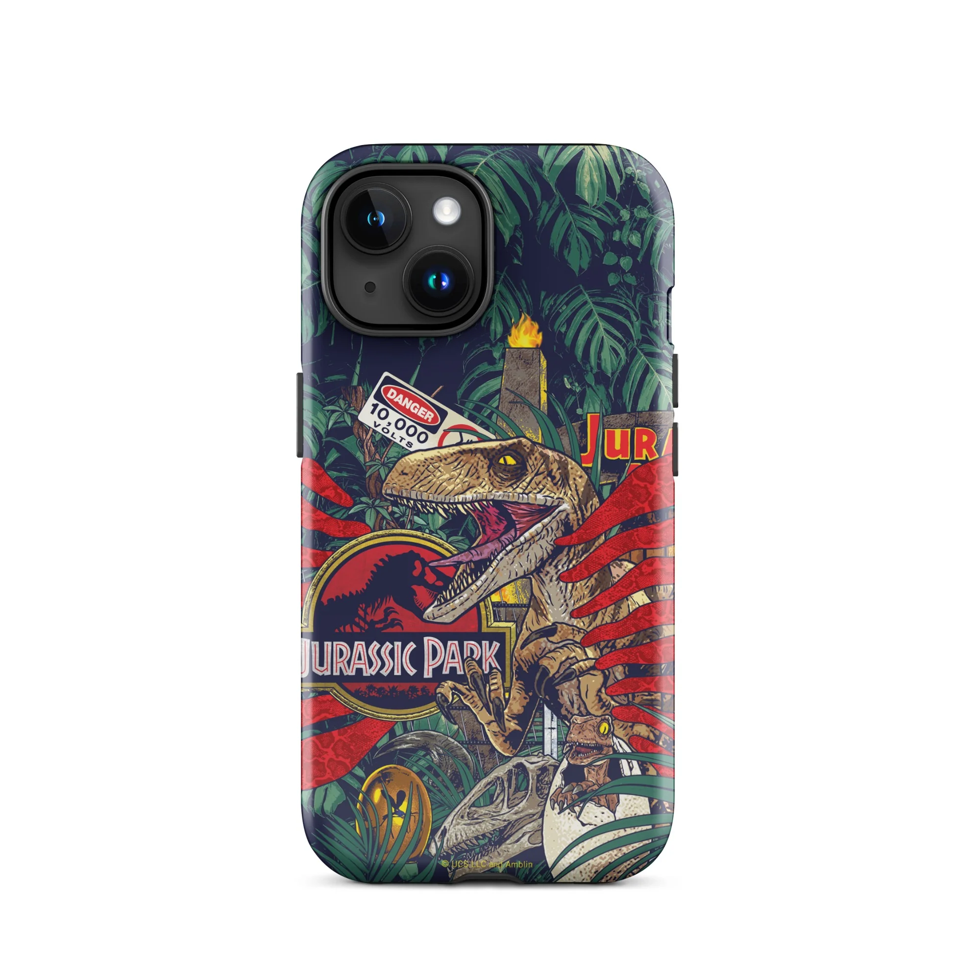 Jurassic Park Jungle Collage iPhone Tough Phone Case - Image 10