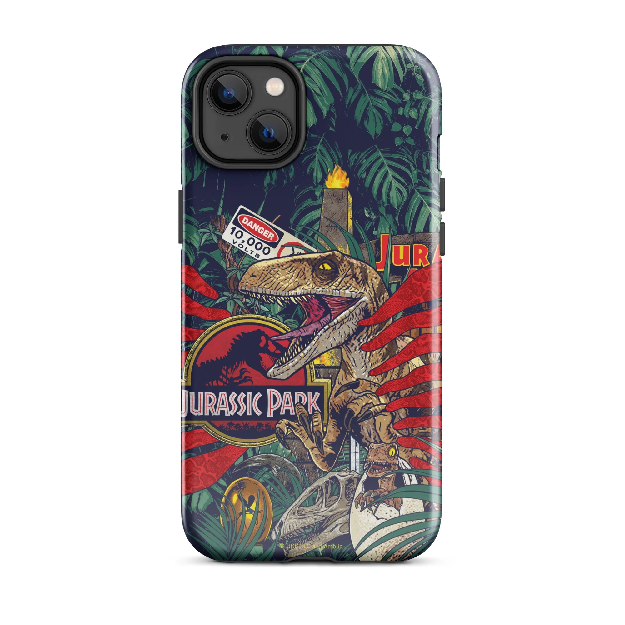 Jurassic Park Jungle Collage iPhone Tough Phone Case - Image 13