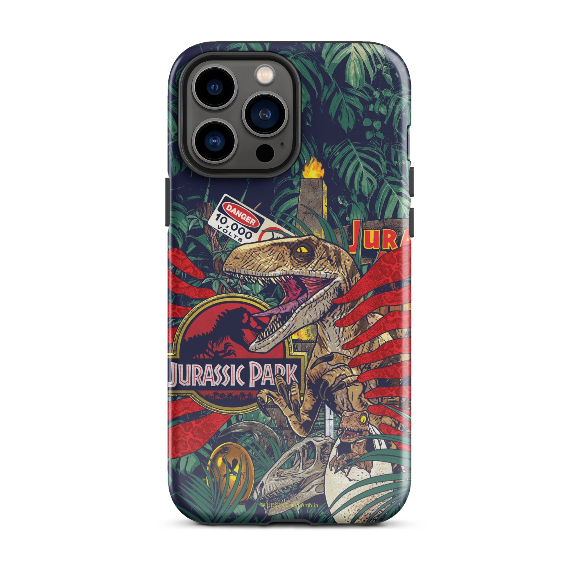 Jurassic Park Jungle Collage iPhone Tough Phone Case - Image 15