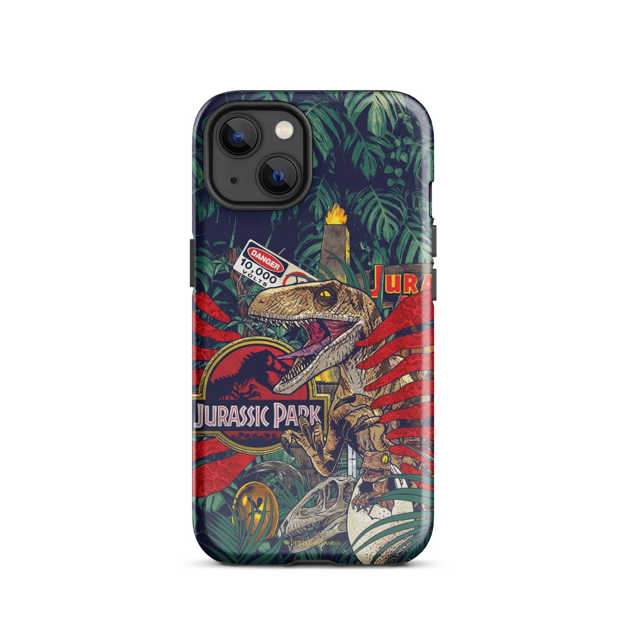 Jurassic Park Jungle Collage iPhone Tough Phone Case - Image 18
