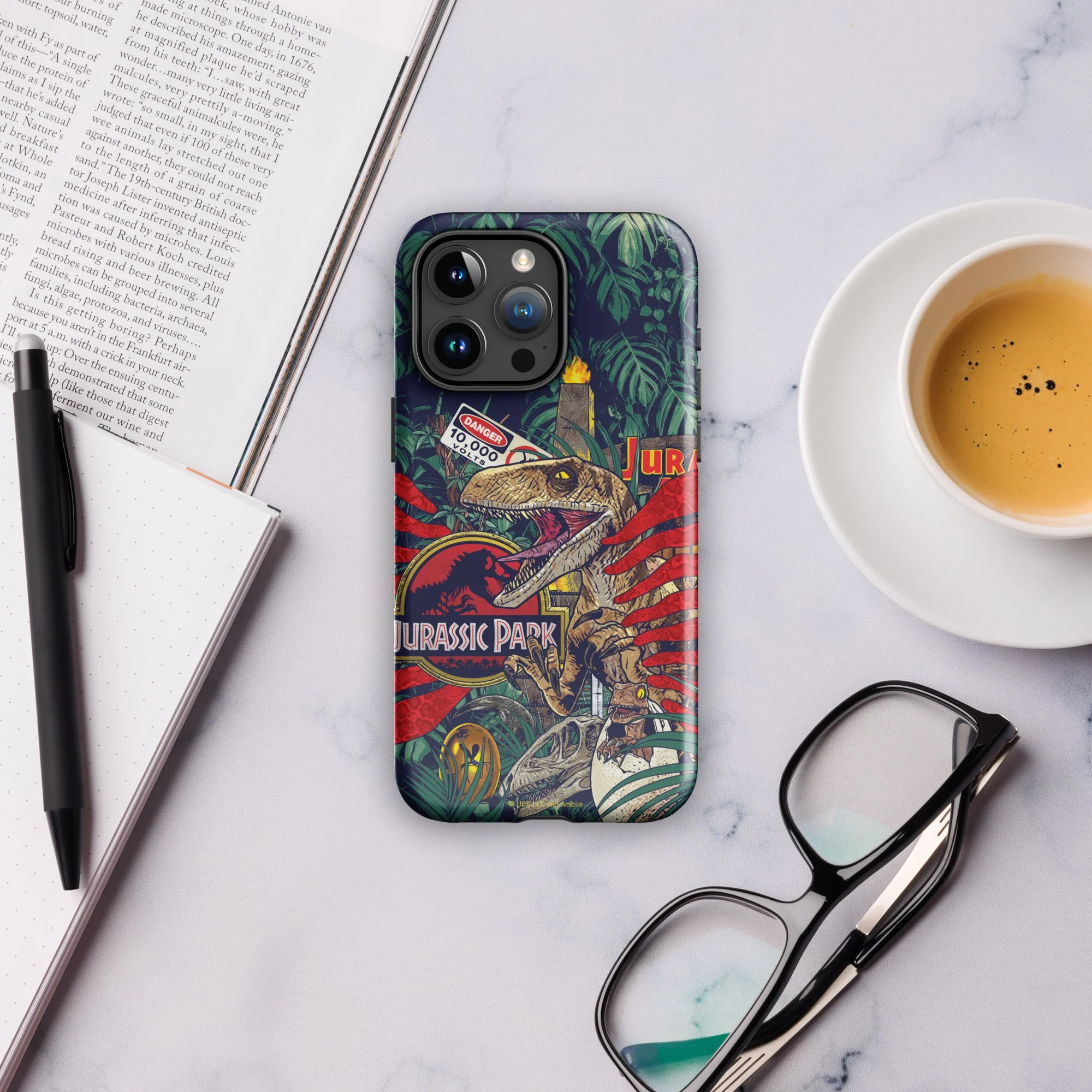 Jurassic Park Jungle Collage iPhone Tough Phone Case - Image 3