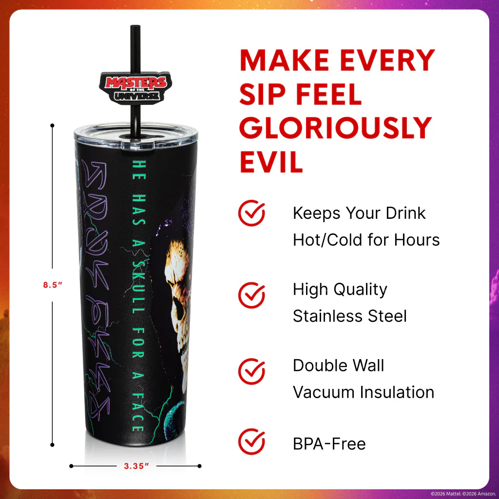 Masters of the Universe x Dragon Glassware Skeletor Tumbler - Image 3