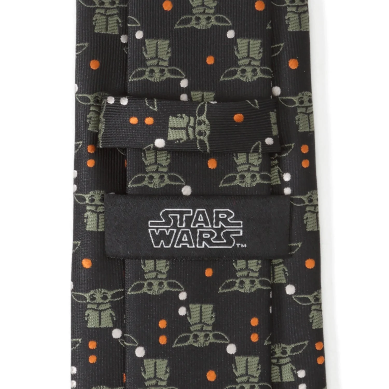Star Wars The Mandalorian Grogu Black & Orange Dotted Tie - Image 4